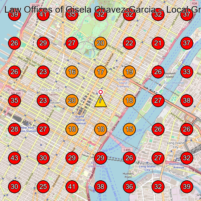 Law Offices of Gisela Chavez-Garcia GeoGrid visibility map for Legal Services in New York